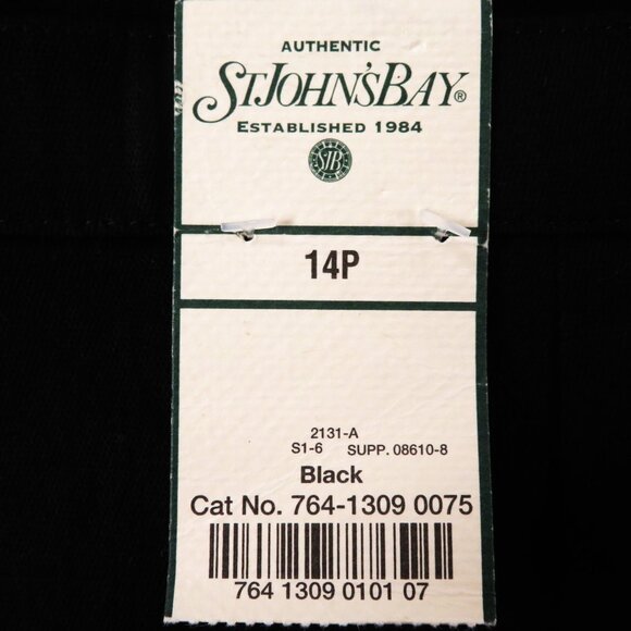 New! St. John's Bay 14P Comfort Waist Pants Black Solid - Picture 6 of 6